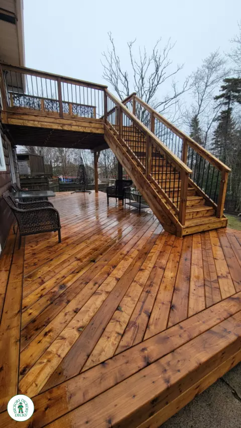 Pressure treated 2-level deck in Dartmouth