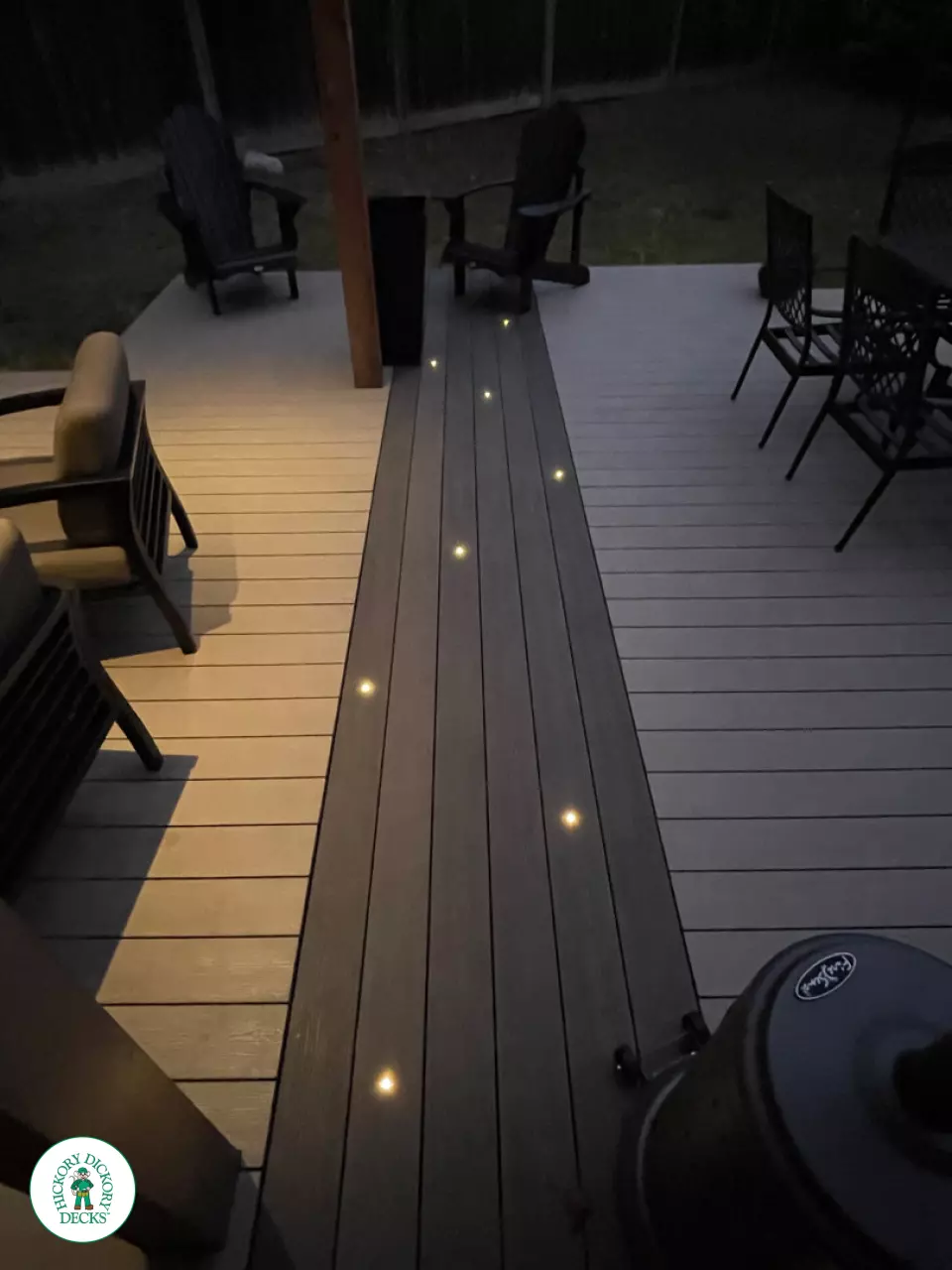 Clubhouse hot tub deck with built in lights pergola and privacy screens