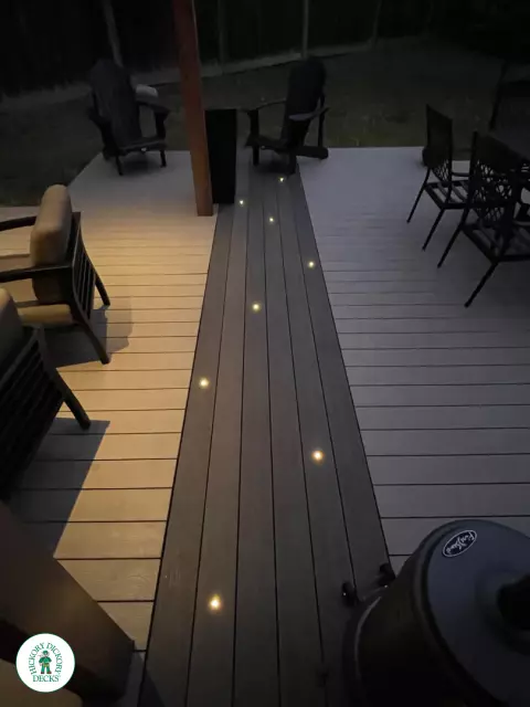 Clubhouse hot tub deck with built in lights pergola and privacy screens