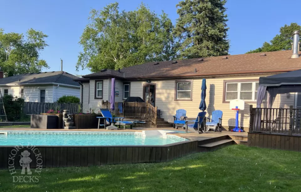 Brown composite pool deck Brown composite pool deck