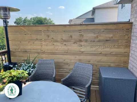 Pressure treated high deck with privacy and stairs in Kitchener