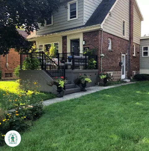 Clubhouse front porch with aluminum railing