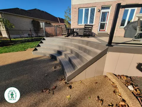 Clubhouse deck with curves and aluminum railing in St. Thomas