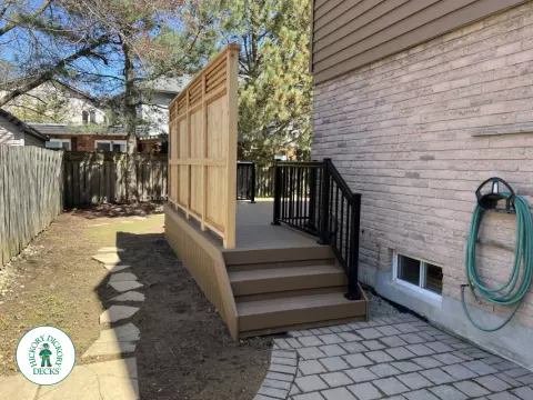 Trex low deck with privacy screens in Ancaster Trex low deck with privacy screens in Ancaster