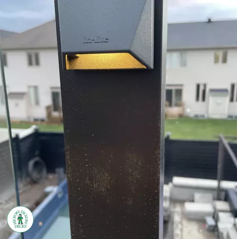 Clubhouse high deck with privacy and glass railings in Ottawa