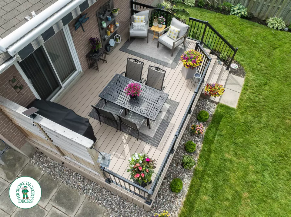 Clubhouse deck with privacy screens and aluminum railings in Scarborough