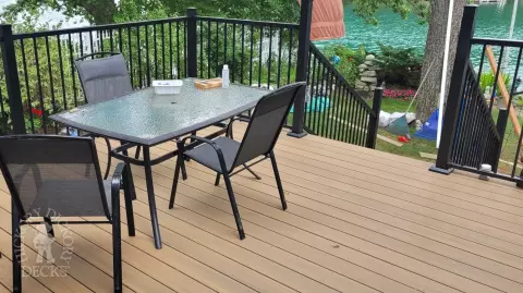 Small timbertech deck in Halifax with aluminum railing and stairs