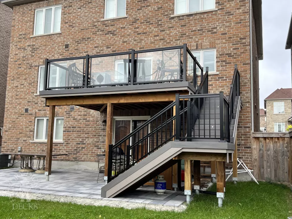 large high deck built in grey composite.
