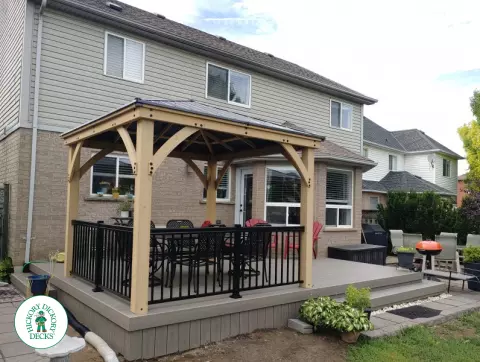 Clubhouse deck with pergola Cambridge