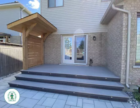 Azek Deck in Elmira Ontario with Privacy Screen and Lights