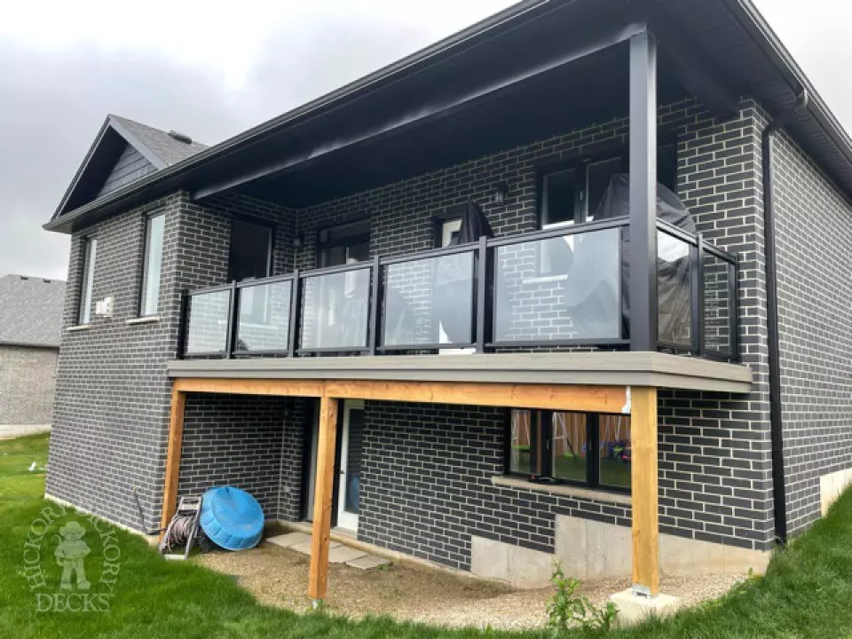 Timbertech High Deck in Kitchener Ontario with Glass Rail Timbertech High Deck in Kitchener Ontario with Glass Rail
