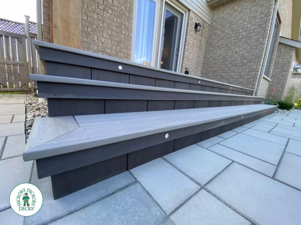 Azek Deck in Elmira Ontario with Privacy Screen and Lights