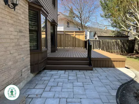 Trex low deck with privacy screens in Ancaster