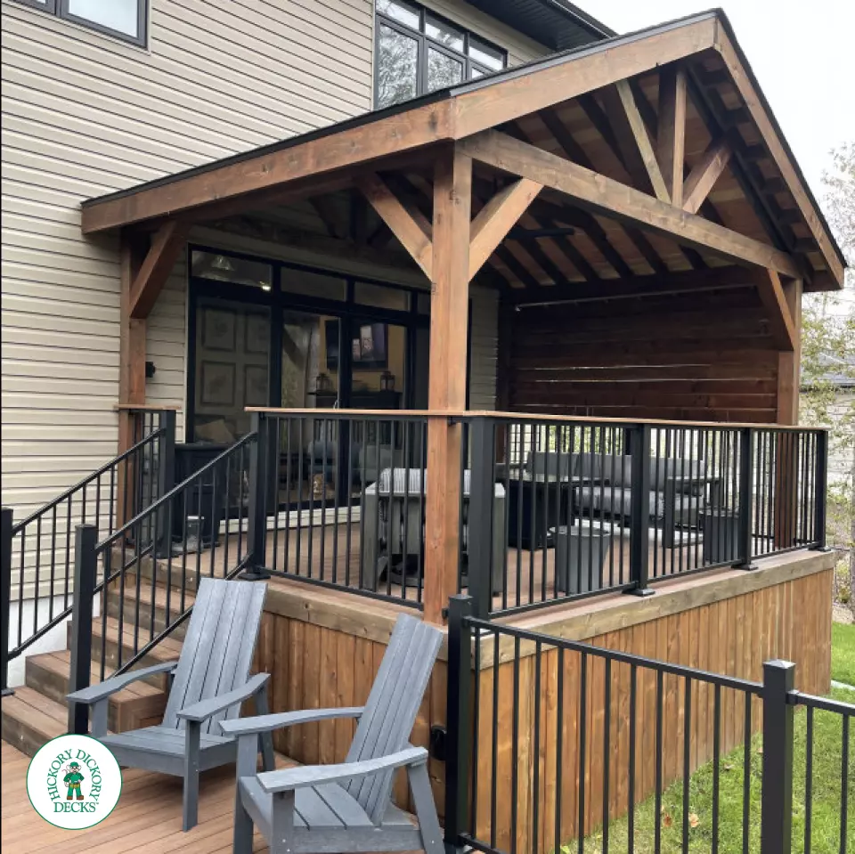Fiberon Deck with Outdoor Kitchen and Custom Roof in Kempville Ontario