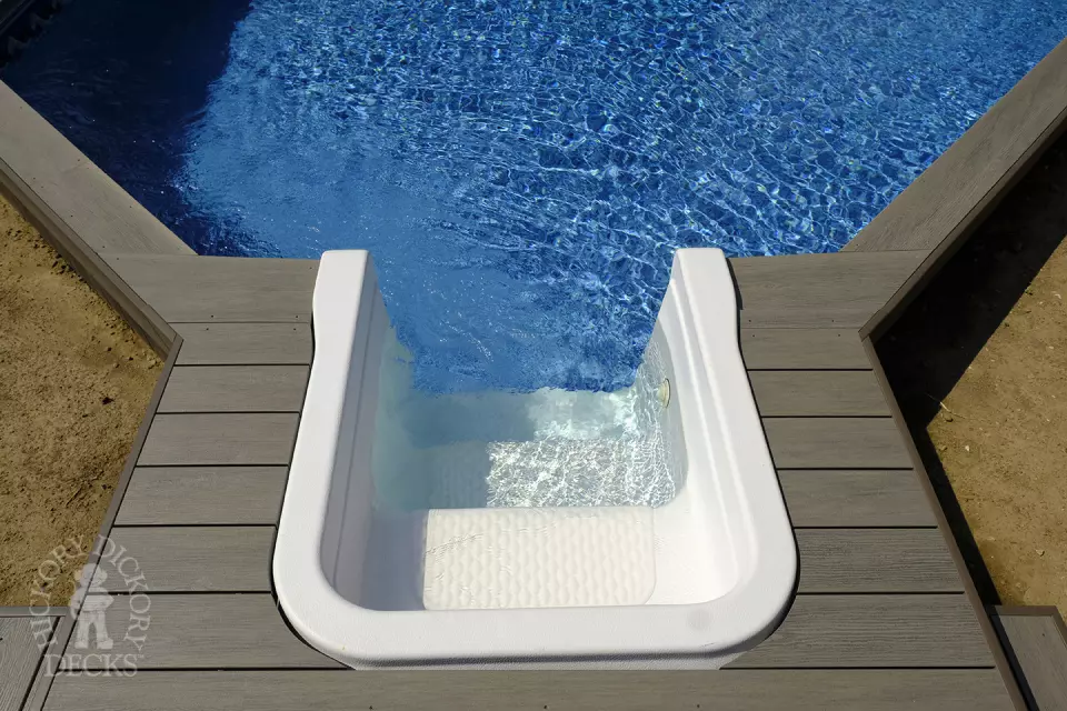 Brown composite pool deck Brown composite pool deck