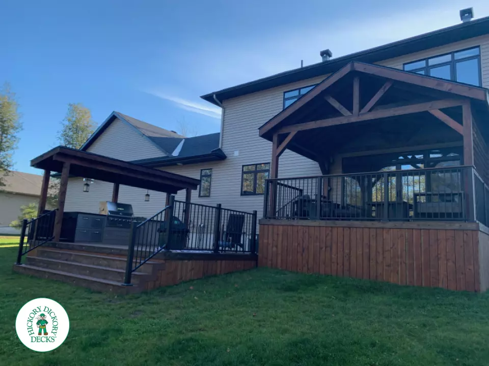 Fiberon Deck with Outdoor Kitchen and Custom Roof in Kempville Ontario