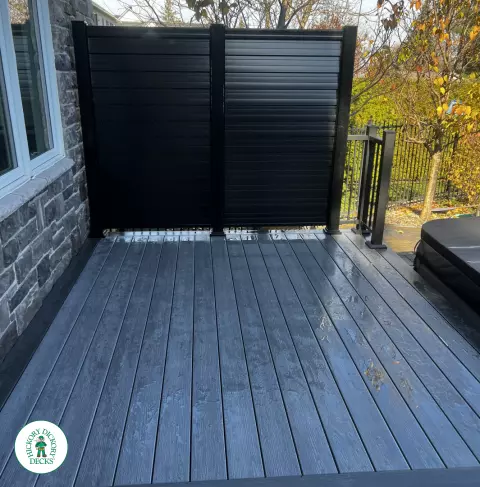 Clubhouse Hot Tub Deck with Privacy Screens in Ottawa