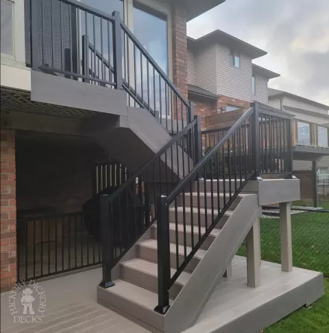 Clubhouse deck with stairs and aluminum railings in St. Thomas