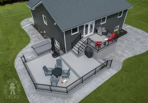 Large clubhouse deck in a grey shade.