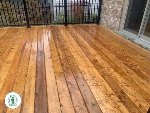 Pressure Treated Deck in Waterloo Ontario with aluminum rail
