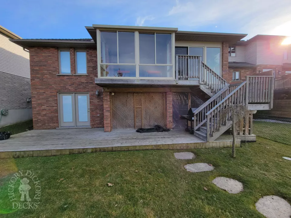 Clubhouse deck with stairs and aluminum railings in St. Thomas