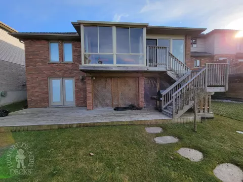 Clubhouse deck with stairs and aluminum railings in St. Thomas