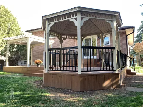 Zuri custom deck with pergola and gazebo in Mississauga Zuri custom deck with pergola and gazebo in Mississauga