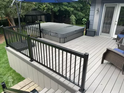 Clubhouse hot tub deck in Mississauga with aluminum railing