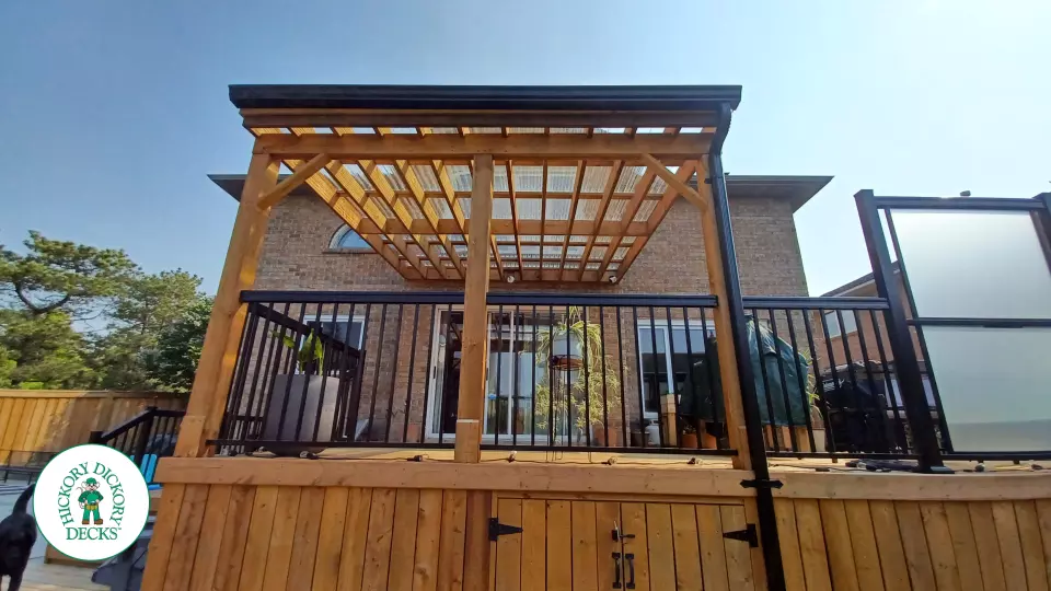 Pressure Treated Hot Tub Deck with Privacy Screens and Pergola in Ajaz