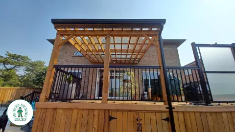 Pressure Treated Hot Tub Deck with Privacy Screens and Pergola in Ajaz