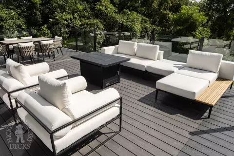 High clubhouse deck with a view