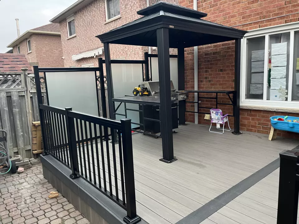Clubhouse deck with privacy in Mississauga