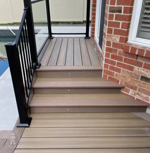 Fiberon Pool Deck with glass rail in Ottawa