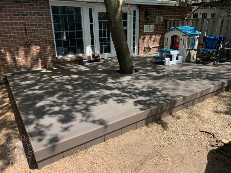 Clubhouse custom deck around a tree in Mississauga