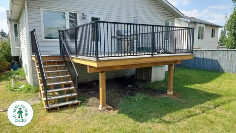 Evalast deck with aluminum railings in Calgary Evalast deck with aluminum railings in Calgary