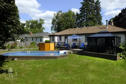 Brown composite pool deck Brown composite pool deck