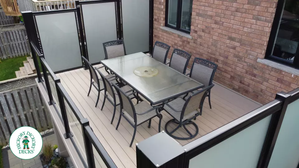 Elevated Azek Deck with Glass Rail and Privacy Elevated Azek Deck with Glass Rail and Privacy