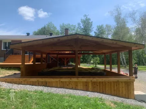 Cedar deck with aluminum railing and pavilion in Kempville Cedar deck with aluminum railing and pavilion in Kempville