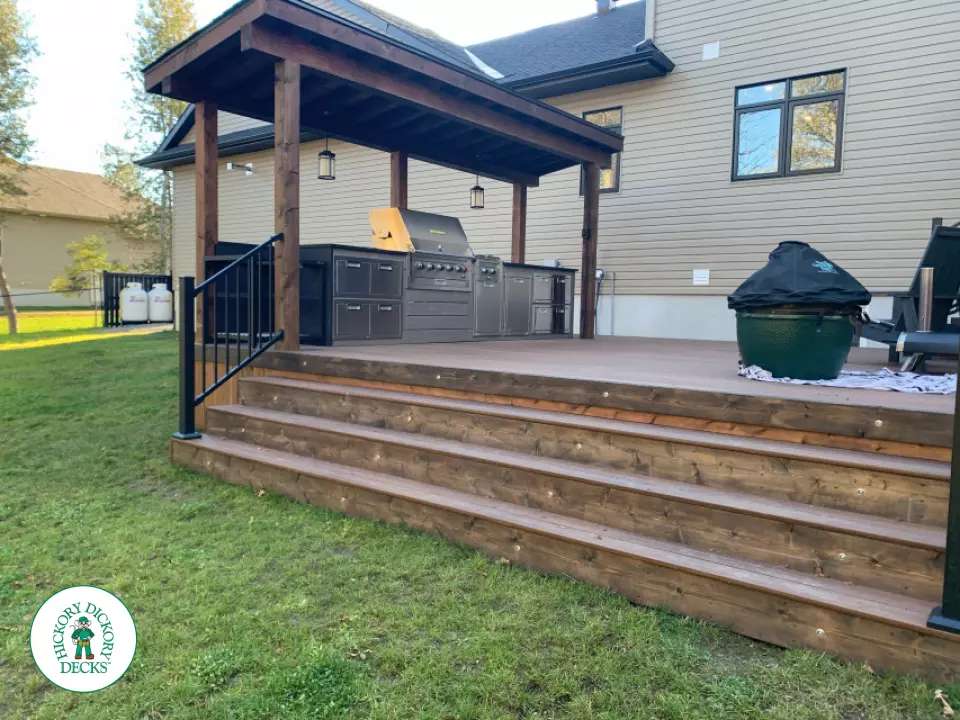 Fiberon Deck with Outdoor Kitchen and Custom Roof in Kempville Ontario