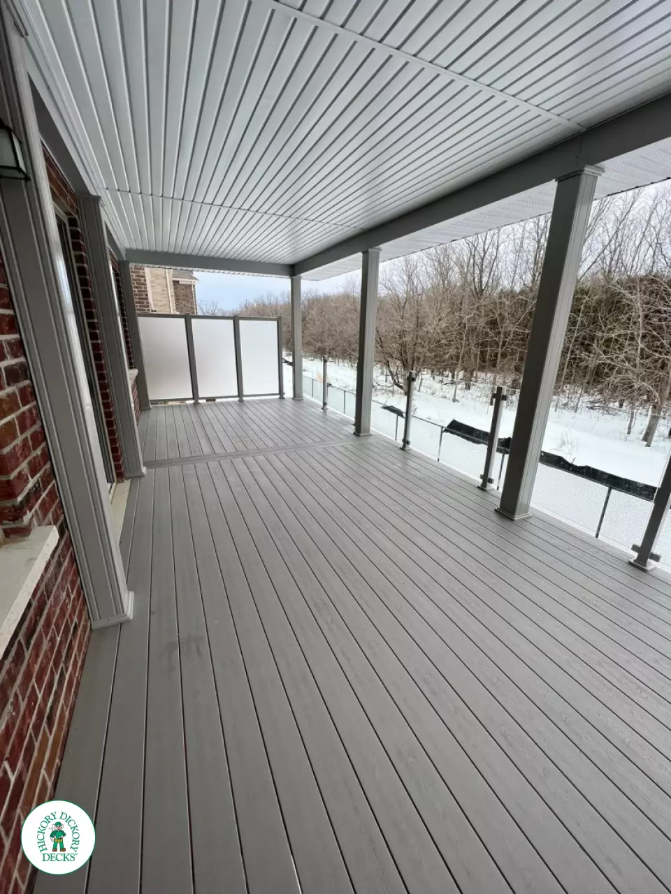 Clubhouse high deck with glass railing in Stouffville