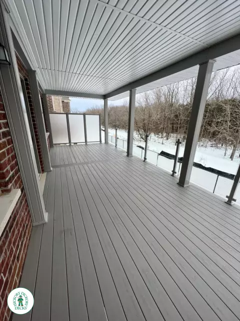 Clubhouse high deck with glass railing in Stouffville