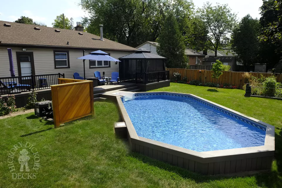 Brown composite pool deck Brown composite pool deck
