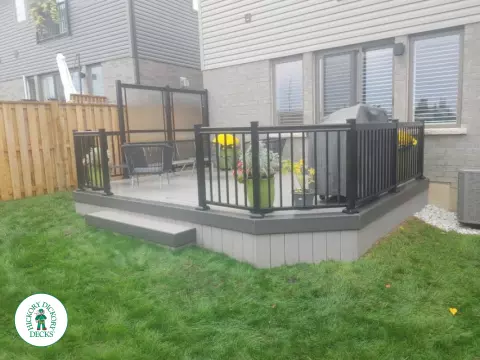 Clubhouse deck with privacy screens in Grimsby