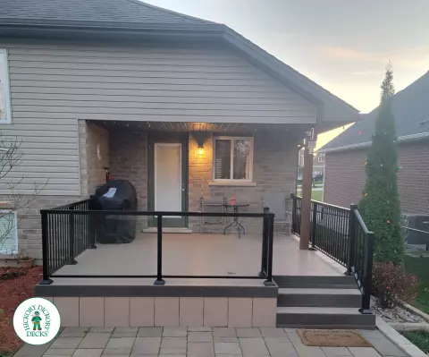Clubhouse deck with glass railing in St. Thomas