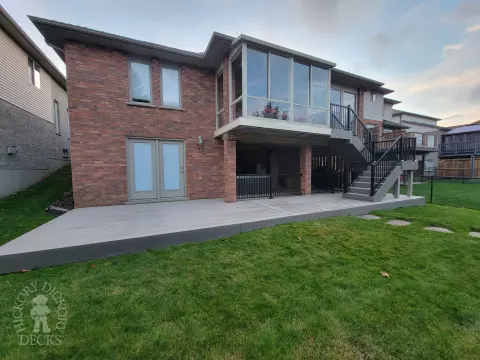 Clubhouse deck with stairs and aluminum railings in St. Thomas