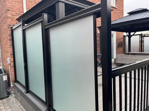 Clubhouse deck with privacy in Mississauga