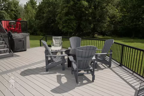 Large clubhouse deck in a grey shade.