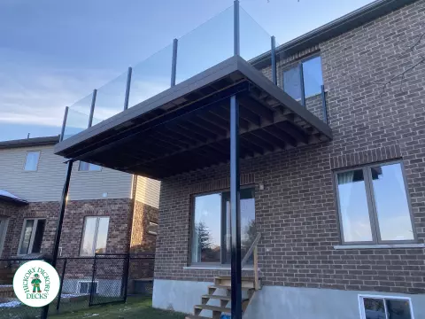 Fiberon deck with glass rail in Cambridge Ontario Fiberon deck with glass rail in Cambridge Ontario