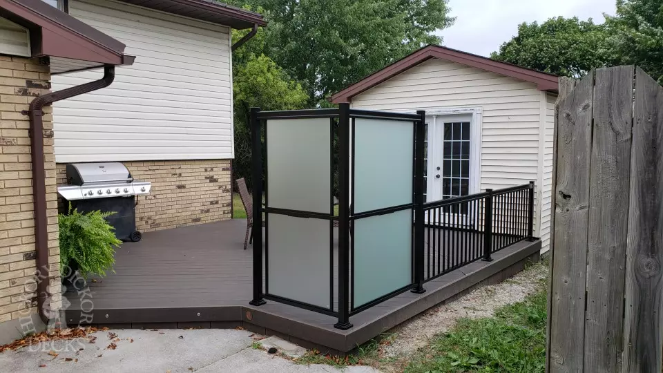 Clubhouse deck with privacy screen and lights in Petrolia Clubhouse deck with privacy screen and lights in Petrolia