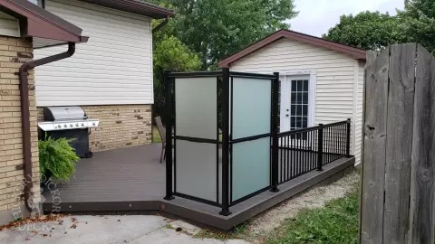 Clubhouse deck with privacy screen and lights in Petrolia Clubhouse deck with privacy screen and lights in Petrolia
